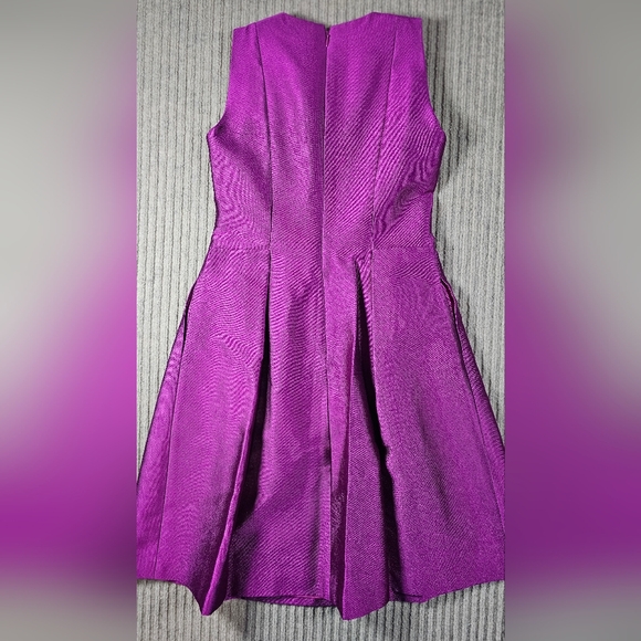 Kay Unger Women's Fit & flare Magenta Metallic Dress Size 6 Pockets Sleeveless - Picture 6 of 8